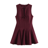 Spring New Wide Swing Bow Trim With Sleeveless Dress 4661316