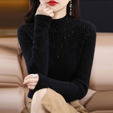 Half-High Collar Sweater Women's Autumn And Winter Thick New Leisure Set Warm Knitting Loose Bottom Shirt Tide