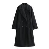 Autumn New Soft Double Buckle Dress Loose Coat 3046269