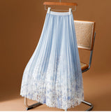 Print Mesh Dress Half Dress Girl Spring And Summer 2025 New Broken Flower Yarn Skirt In The Long-Scared 100-Fold Skirt A-Word Dress