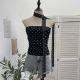 Real Shoot Spice Girl Sexy Boobs Twives Sling Slings Ribbon Ribbon Shoulderless Short Top Lady 1597