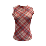 Double-Layer Mesh Vest Retro Design Slim Slimming Sleeveless T-Shirt Short Top 8036