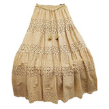 South Korea 2025 Spring Heavy Industry Lace Dress Women High-Waist Splicing Hook Fairy Big Swing A Word Mid-Long Skirt Summer