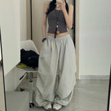 [Shck Drying] Ins Net Red Retro Summer Broad Legs Loose Sports Dance Jazz Casual Workwear Trousers