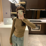 2026 Early Spring European Small Shirt In Autumn And Winter With Long-Sleeved T-Shirts Female Hautein Temperament Solid-Colored Cashmeet Bottom Shirt