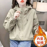 Hooded Short Solid-Color Small Sprint Jacket Women's Spring And Autumn Loose Casual Jacket Double Zipper Trend Top