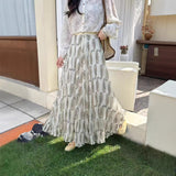 2026 Summer New Pesli Pattern Shun Yin Chiffon Tower Skirt Mid-Scrow Skirt