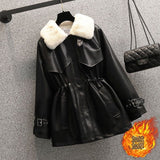 Lamb Fur Locomotive Leather Coat Woman 2026 Autumn And Winter To Reduce The Waist Temperament Plus Thick Fur Cotton Coat