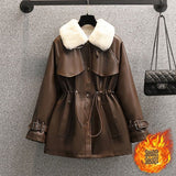 Lamb Fur Locomotive Leather Coat Woman 2026 Autumn And Winter To Reduce The Waist Temperament Plus Thick Fur Cotton Coat