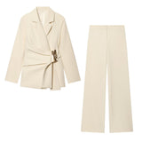 BSK&TRAF Women's Summer 2026 New Buckle-Dressed Suitge 9363590 Straight Trousers 9350590