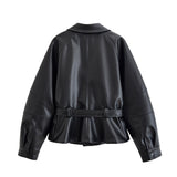 Autumn New Black Belt Short Wind Coat 4749723