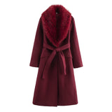 Autumn New Fur Collar Belt Temperament Coat 9225147