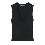 BSK&TRAF Women's Summer 2026 Summer New Simplicity Fashionless V-Necked Cotton T-Shirt 41743