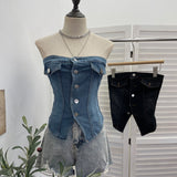 Real Shooting Babes Cowboy Tsets Single-Breasted Single-Breasted Slime Strap Wrap Vest 2838