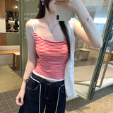 Spice Girl Style Slender Striped Vest T-Shirt Girl 2026 New Fry Street Unique And Beautiful Suspension