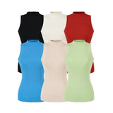 Hottie Fashion High-Collar Knitted Vest 2026 Spring New Slim Slim Net-Sleeve-Less Top