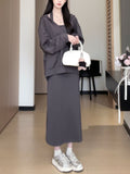 Early Autumn Han Wears A Suit In Early Autumn 2026 New Women's Casual Jersey Hanging Neck Vest Skirt Two Sets