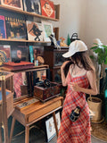 Net Yarn + Inner Double-Layer Temperamental Sling Dress Seaside Resort Wind Red Waist Dress Bag