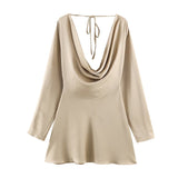 BSK&TRAF Women's Winter 2025 New Silk-Senlace-Inflied Dress 9377332