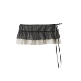 Vintage College Style Black Lattice Embroidered Lace Lace Spliced A Piece Of Meat Cover Skirt Female Fart Curtain