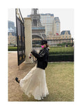 Spring Multi-Shape Heavy Embroidery Lace Yarn Skirt Swung A Word Irregular Design Small Large Dress