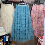2025 Summer Explosion Fashion Mesh Cake Half-Dressed Dress Woman
