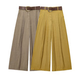 Autumn Women's Fashion With Belt Silk And Taut Leg Trousers 3533556
