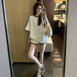 Imitation Cotton Languid Casual Sports Suit Female Summer Students Small Loose Thin Shorts Two-Set