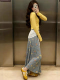 Korean Giant Good-Looking Wear A Set Of 2026 New Yellow Blouse Women Summer Floral Half Dress Two Sets