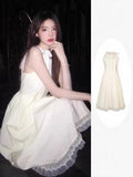 French Tea Rest Hanging Neck Dress Women's Summer 2026 New Waist Thin Temperament Gentle Pear Body Dress