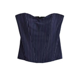 Summer Sexy Babes Fish Bone Brake Stripe Girded Waisted Top Cloth Plus Chest Pad