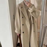 Hairy Coat Woman's Long 2025 Autumn And Winter New Hepburn Style Temperament Small Loose Thick Coat