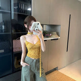 French Wave Point Print V-Neck Sling Vest Women's Summer Design Sense Niche Hottie With A Short Top