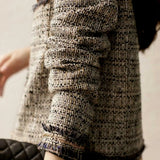 2025 Fall Dopamine Round Collar New Fragrant Coarse Flowers Side Coat Fashion Temperament Set Short Top