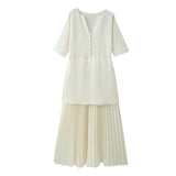 Spring New Two-Color Knitted Knitted Folding Skirt Dress