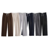 BSK&TRAF Women's Clothing 2025 Summer New Casual Simple Double-Layer Waist Wide Leg Pants 1608225