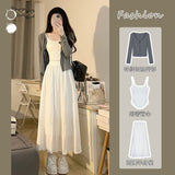 Gentle Wind And White Hanging Dress Dress Women's Summer 2026 New Pear-Shaped Body Dress Travel To Wear A Suit