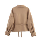 BSK&TRAF Women's Autumn 2025 New Commuter Fashion Three-Pocket Belt Elegant Coat