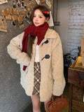 Winter Cute Little Fragrant Wind Collar Lamb Wool Coat Women 2026 New Small Loose Thicken Warm Cotton Clothes