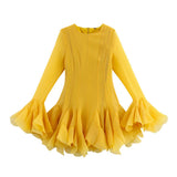BSK&TRAF Women's Summer 2025 New French Vintage Style Style Laminated Lotus Leaf Punk Dress