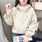 Hooded Short Solid-Color Small Sprint Jacket Women's Spring And Autumn Loose Casual Jacket Double Zipper Trend Top