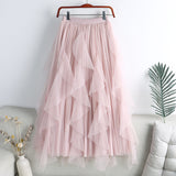 Vintage 100-Fold Dress Irregular Thin A Sub-Net Dress 2025 Spring New Long Skirt Women's Summer