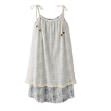 Homemade Summer New French Holiday Lace Splicing Tie Long Sling Skirt Design Dress Woman