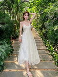 Tea Break French First Love Bare Back Hanging Neck Hanging Dress Fairy Summer Super Fairy Seaside Beach Long Skirt