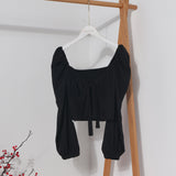 Telding Bow Collar Long Sleeve Shirt Short Umbilly Pure Lust Wind Shoulder Coat 8829