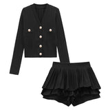 Small Fragrant White Pure Want To Show Thin Hottie Suit Girl Spring And Autumn Long-Sleeved Knitted Shirt Half-Dress Skirt Two Sets