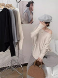Korean Version Of The Design Sense Of Irregular Bat Sleeve Knit Shirt Girls Autumn Winter New Loose Thin Lazy Jacket Sweater
