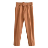 Spring 2025 New ñÞÖå Multi-Colored Harun Pants Casual Solid-Colored Small-Footed Women's Trousers Belt