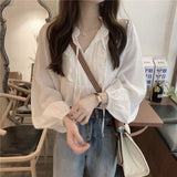 Spring Korean Bubble Shirts Small New 2025 Summer Summer Chiffon Shirt Women's Little Ocean