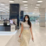 Early Autumn New Slim Slim Top Design Small Femininity Half-High Collar Korean Linen Short-Sleeved T-Shirt